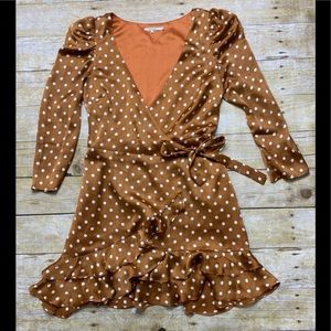 NWOT Tularosa polkadot wrap dress with sleeves